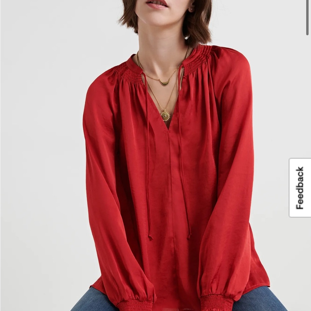 Lucky Brand Satin Peasant Top - Size L